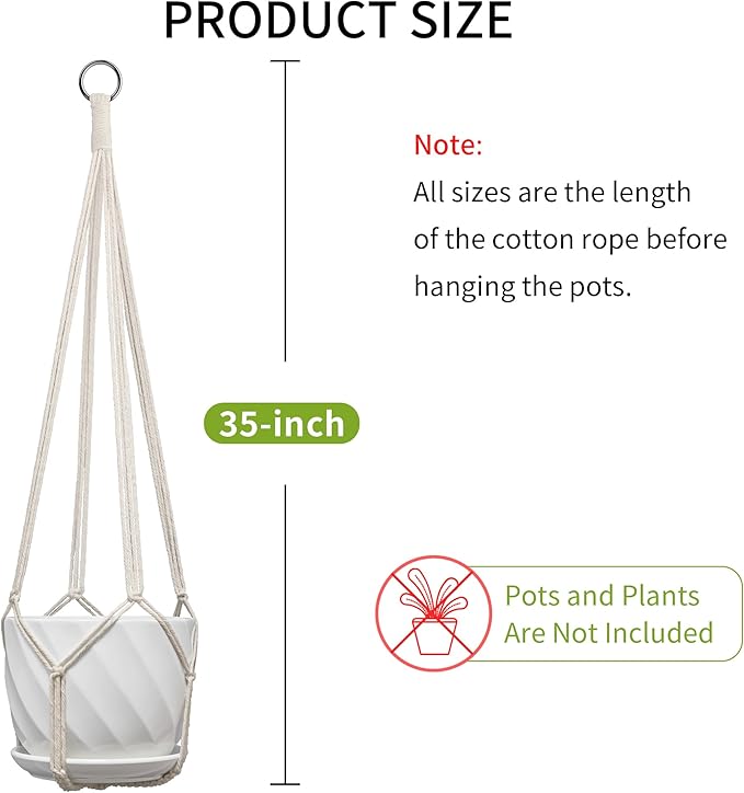 Macrame Plant Hanger, Fits 4-13 Inch Pots, Boho Hanging Plant Holder - Image 7