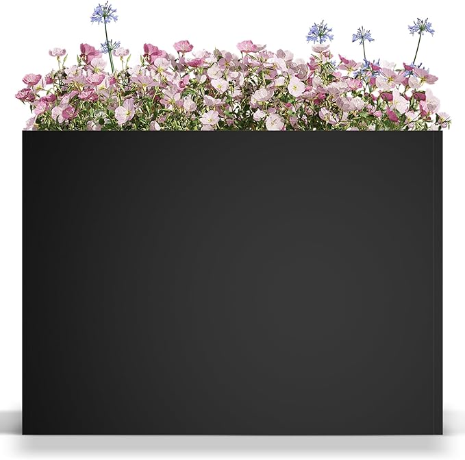 Metal Large Planter Box 38" L x 13" W x 30" H, Heavy Duty Tall Rectangle by Baotree