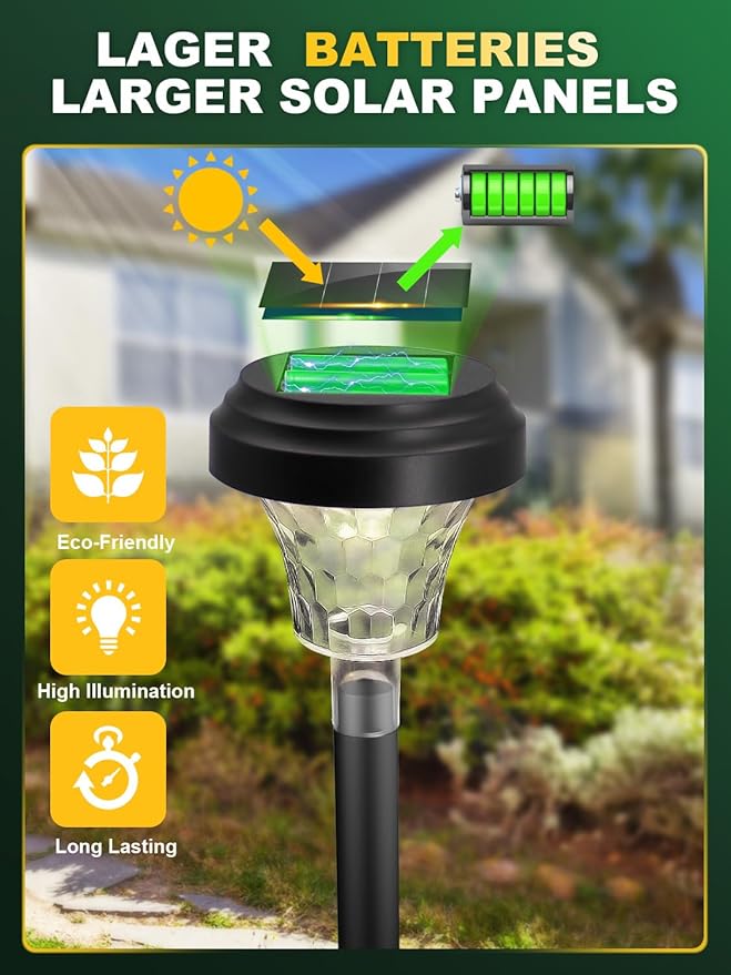 ROOR Ultra Bright Solar Pathway Lights 16 Pack, Outdoor Solar Yard Lights - Image 5