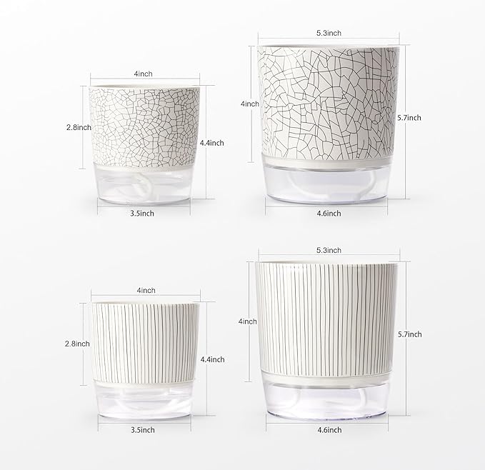Self Watering Pots for Indoor Plants, 5 & 4 Inch Stylish Flower Pots - Image 2