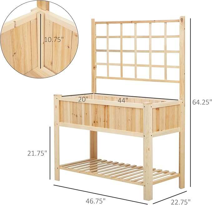 Outsunny 47'' Wooden Raised Garden Bed - Image 7