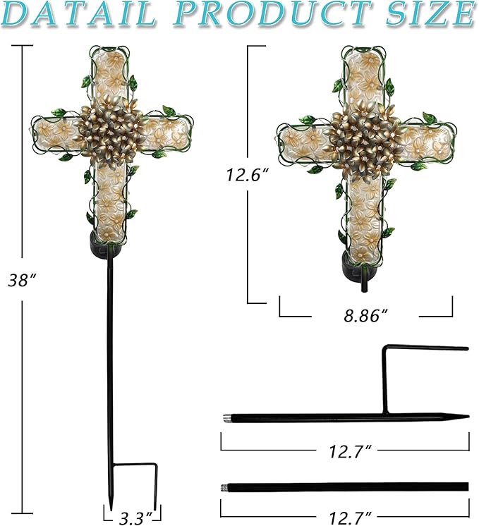 38inch Cross Garden Solar Lights Outdoor Decorative - Image 6