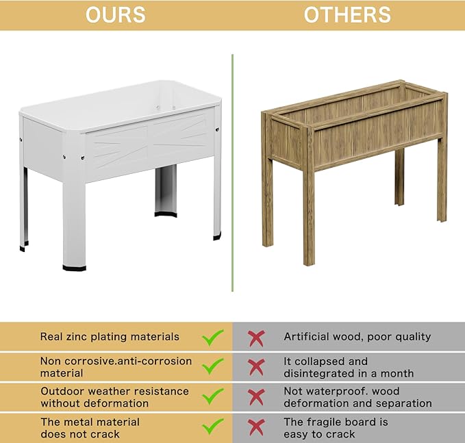 Raised Garden Bed with Detachable Tall Legs Elevated Metal Planter Box - Image 4