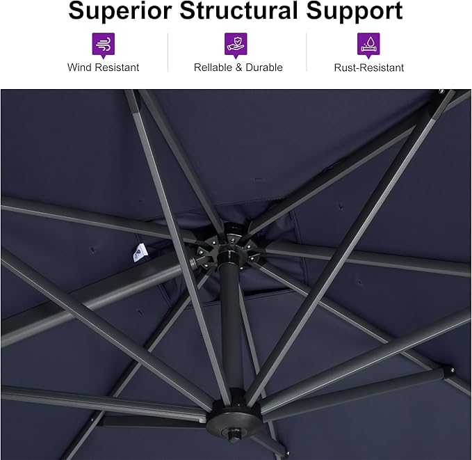 PURPLE LEAF Patio 9 Feet Cantilever Offset Umbrella - Image 4