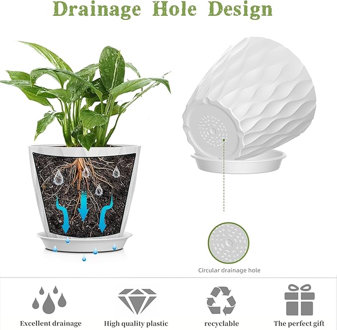 5 Inch Planter Pots, 6 Pack Indoor Planters, Small Flower Pots - Image 4
