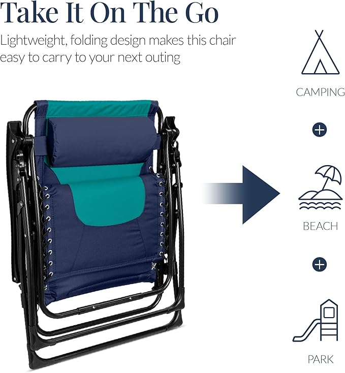 Best Choice Products Oversized Padded Zero Gravity Chair, Folding Outdoor Patio - Image 6