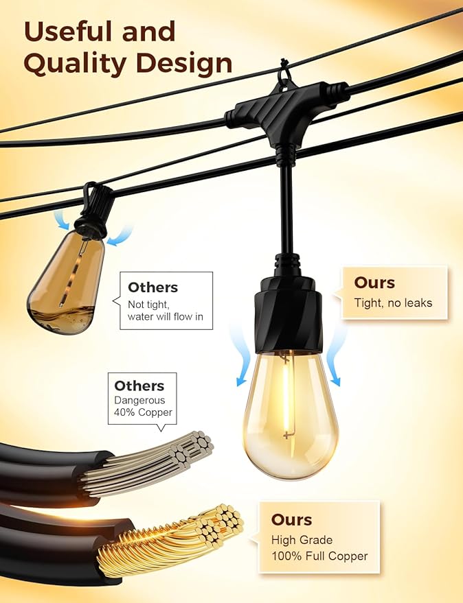 XMCOSY+ 120FT Outdoor String Lights Waterproof - Image 3