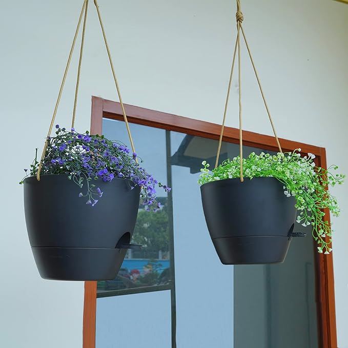 8 inch Hanging Planters, 2 Pack Self Watering Hanging Pots - Image 6