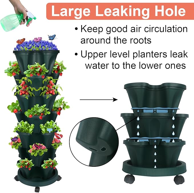 GameXcel Vertical Planter, 7 Tier Stackable Strawberry Planter - Image 2