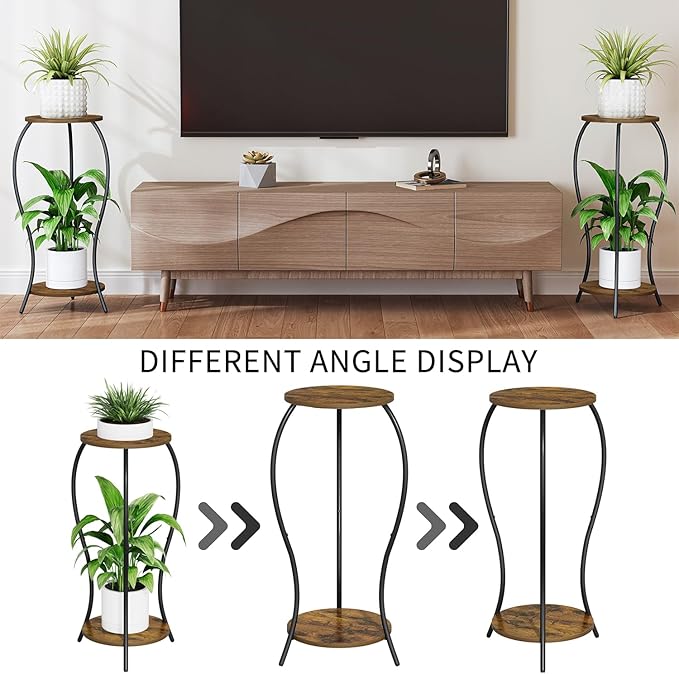 Plant Stand Indoor, 2 Tier Round Tall Plant Stand, Flower Pot Stand, Plant - Image 7