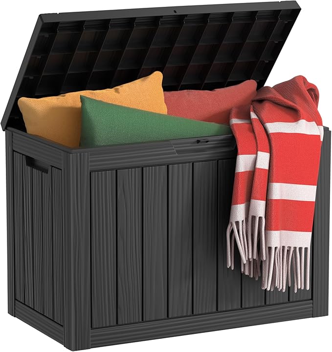 EasyUp 45 Gallon Outdoor Storage Box, Resin Waterproof UV-Resistant Deck Box by EASYUP