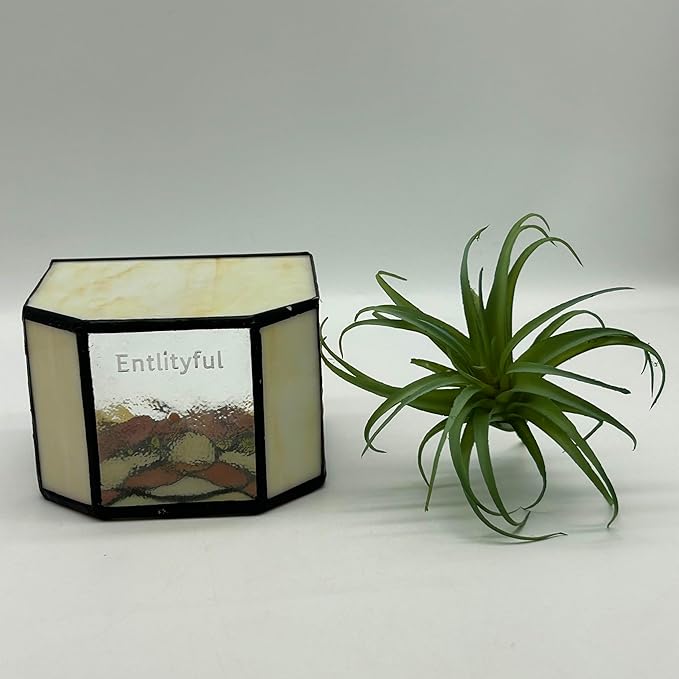Stained Glass Orange Cat Planter, Indoor Flower Pots - Image 5
