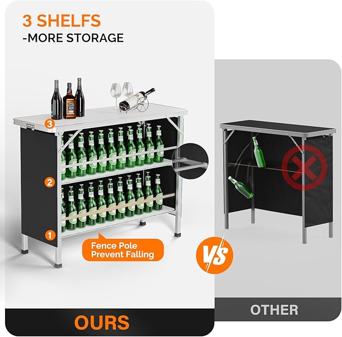 VINGLI 43" Portable Bar Table - Image 3