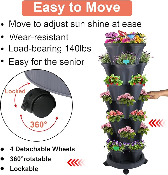 DUNCHATY Stackable Planter, Vertical Strawberry Planter - Image 2