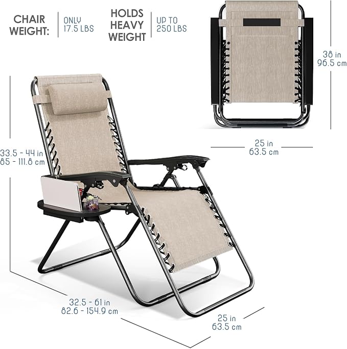 Nestl Zero Gravity Chairs, Portable Patio Lounge Chair Outdoor - Image 3