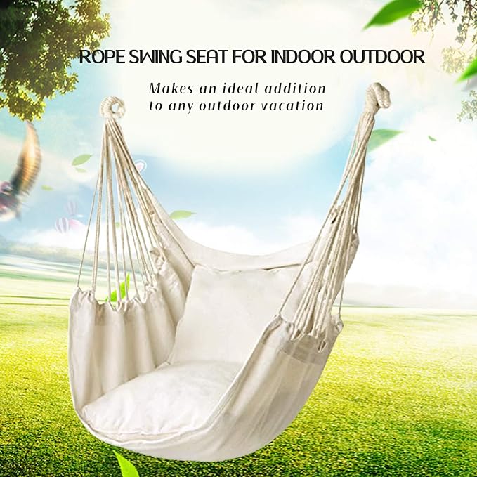Hommtina Hammock Chair Hanging Rope Swing, Max 300 Lbs Hanging Chair - Image 3