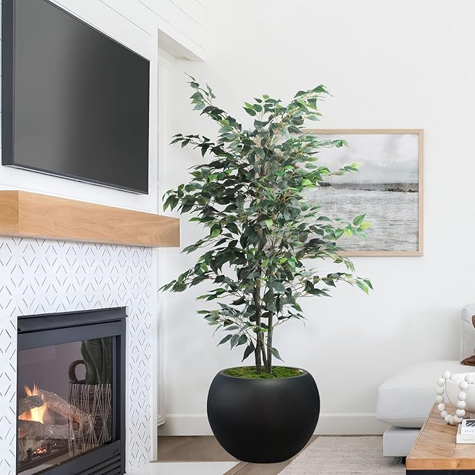 13.5 H x 17" Dia Round Fiberstone Planter - Image 6
