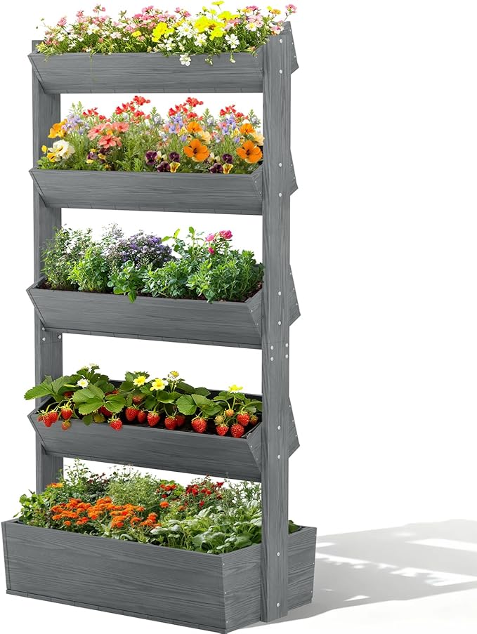 DoCred Vertical Wooden Raised Garden Bed, 5 Tier Upgraded Garden Planters by DoCred