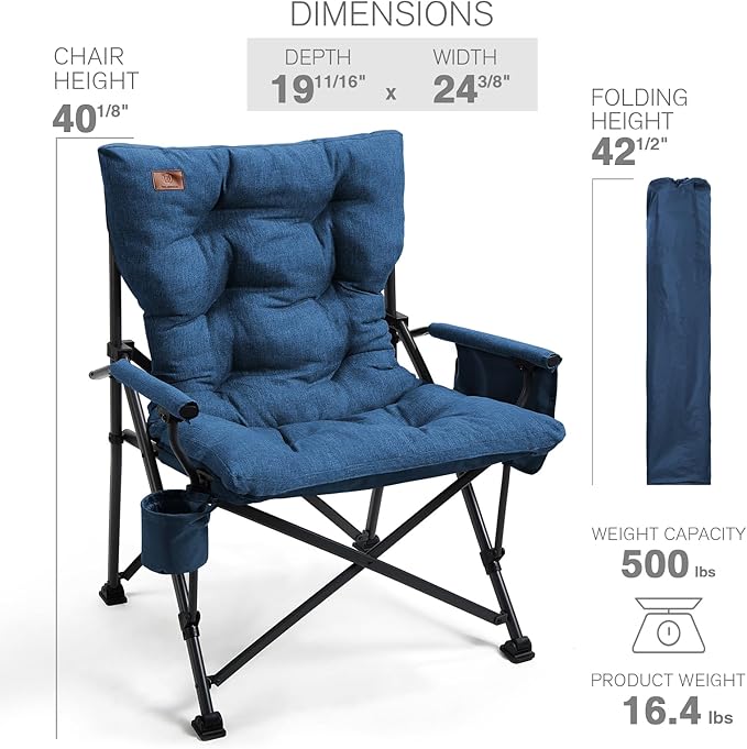 EVER ADVANCED Padded Oversized Folding Camping Chair - Image 7