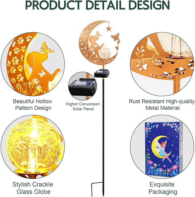ZNYCYE Solar Lights Outdoor Decorative Moon Dog Butterfly Solar Stake Lights - Image 5