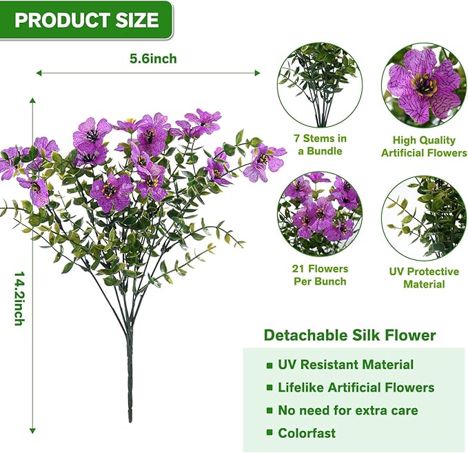 Artificial Flowers for Outdoor Indoor, Silk Flowers No Fade Fake Plastic - Image 7