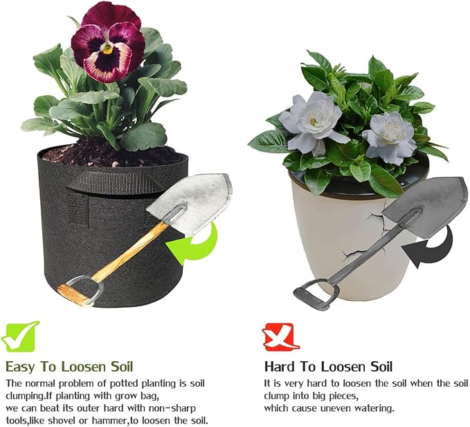5 Pack 1 Gallon Grow Bags with Handles Garden Vegetable Flower Grow Bags - Image 3
