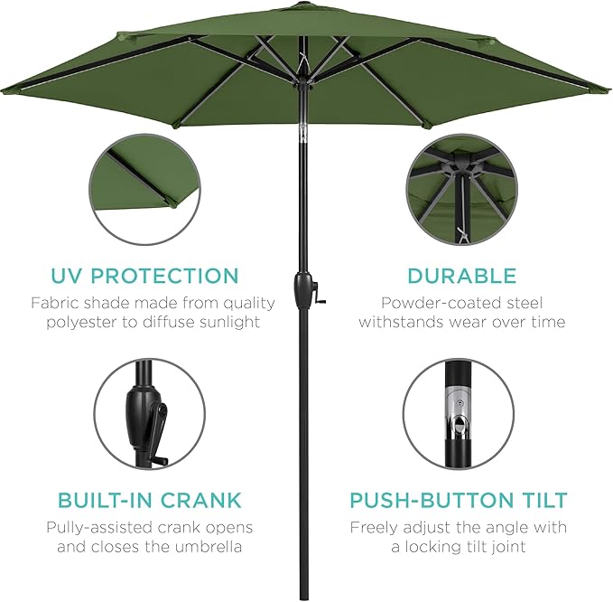 Best Choice Products 7.5ft Heavy-Duty Round Outdoor Market Table Patio Umbrella - Image 5