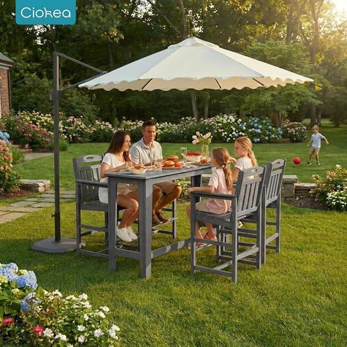 Ciokea Outdoor Bar Height Table Set of 5, Heavy-Duty All-Weather HDPE Patio Bar - Image 2