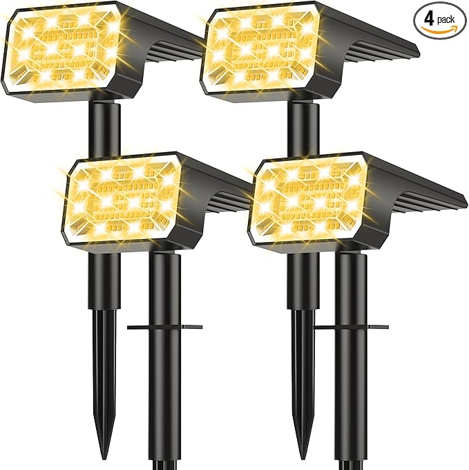 Solar Spot Lights Outdoor Waterproof IP65, Solar Landscape Spotlights, Auto by NACINIC