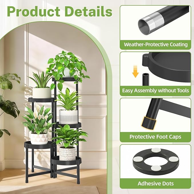 iDavosic.ly 5 Tier Folding Plant Stand Indoor Outdoor - Image 6