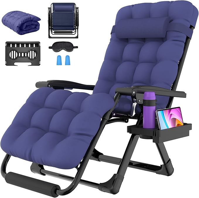 Suteck Oversized Zero Gravity Chair, 29In XL Outdoor Recliner Chair w/Removable by Suteck