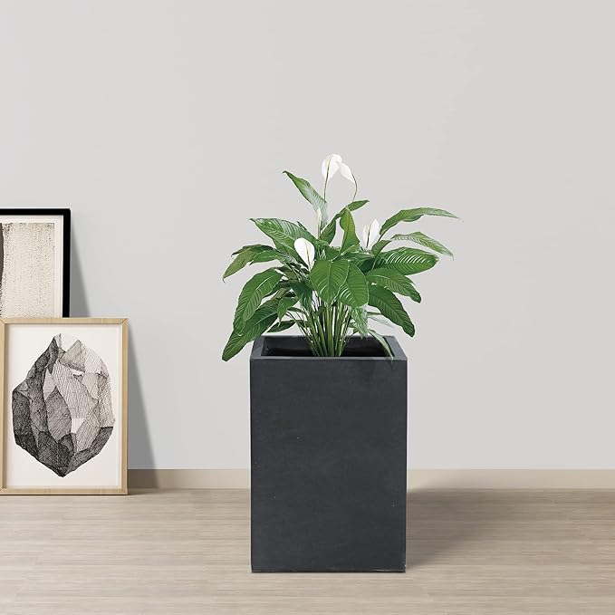 Kante 18.5" H Tall Rectangular Concrete Planters, Outdoor Indoor Lightweight - Image 4