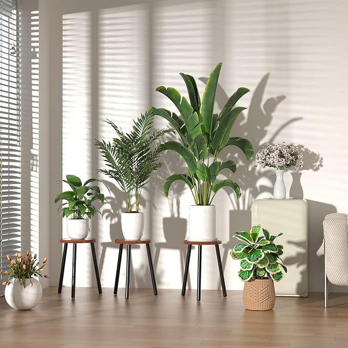 2-Pack Wood Plant Stands Indoor, 16.7" Tall Plant Stand Outdoor Mid-Century - Image 7