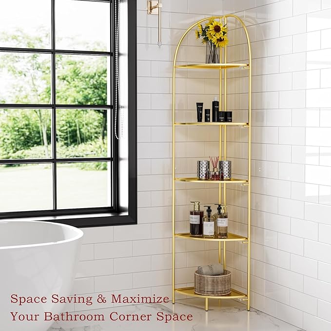 Crofy Foldable 5 Tier Corner Shelf, Metal Corner Plant Stand - Image 6