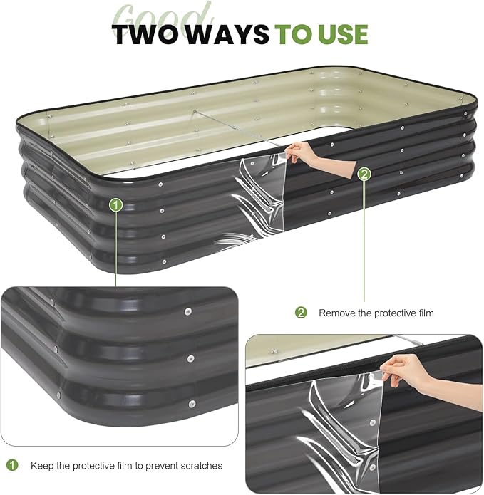 G GOOD GAIN 4-in-1 Adjustable Raised Garden Bed Kit | Galvanized Planter Boxes - Image 8