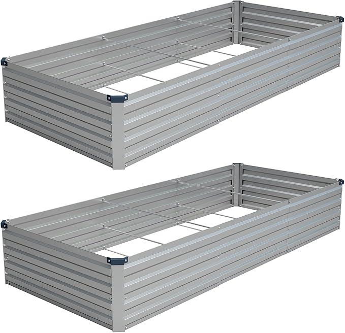 Vengarus 2 Pack 9x3x1FT Galvanized Raised Garden Bed Kit, Outdoor Metal Planter by Vengarus