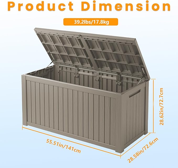 TARKARI 200 Gallon Lockable Resin Deck Box, Waterproof & UV-Resistant Outdoor - Image 2