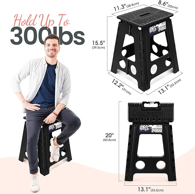 Delxo Folding Step Stool 16 Inch, Non-Slip Foldable Stools - Image 3