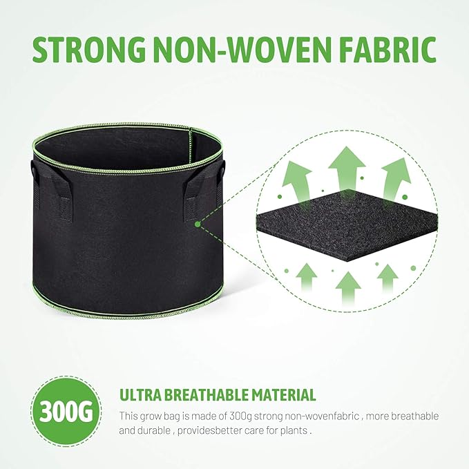 Delxo Garden Grow Bags 5 Gallon 10Pack Reusable Plant Growing Bags Fabric Pots - Image 4