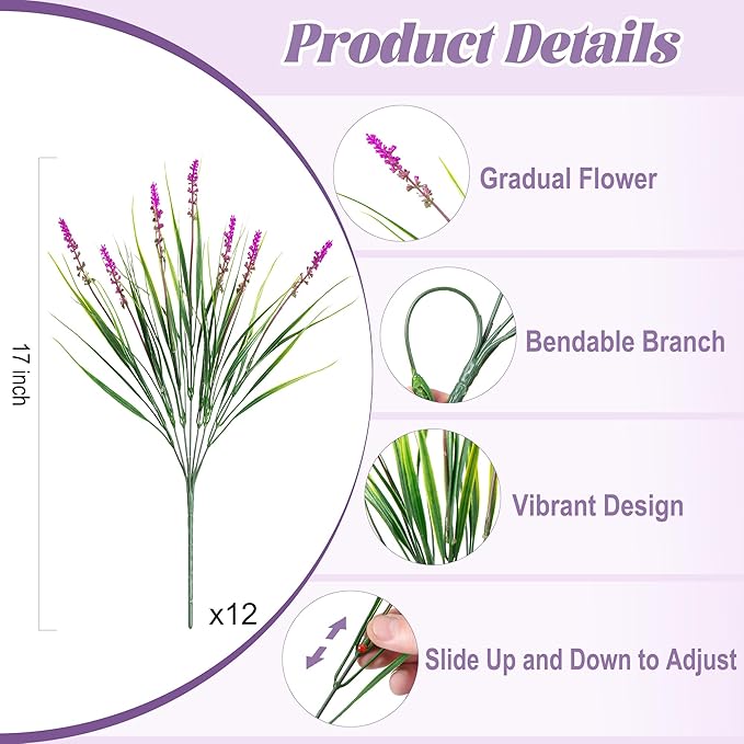 Artificial Flowers Faux Plants for Outdoor Decoration, 12 Bundles Fake Monkey - Image 2