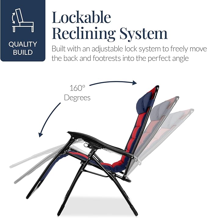 Best Choice Products Oversized Padded Zero Gravity Chair, Folding Outdoor Patio - Image 7