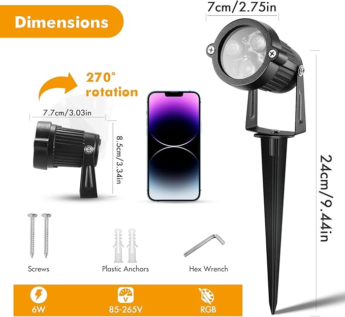 LemonBest Landscape Lighting - 6W RGB Color Changing Halloween Landscape Lights - Image 8