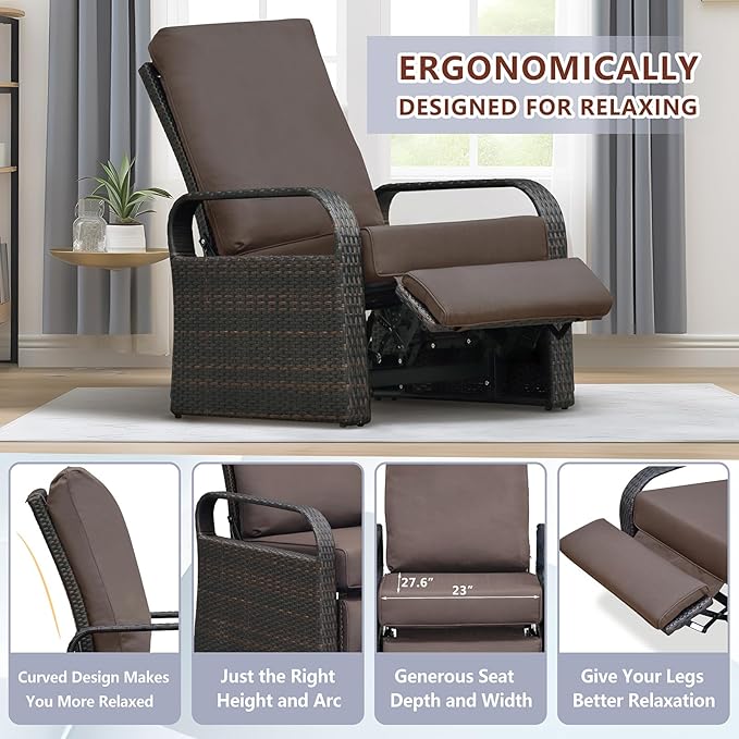 ATR ART TO REAL Outdoor Recliner, Outdoor Wicker Recliner Chair - Image 7