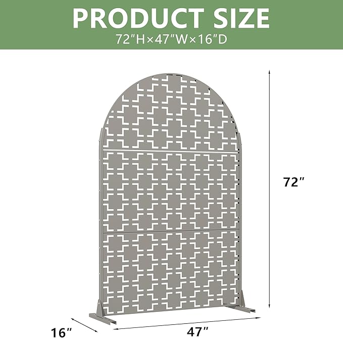 Casaphoria 72" H x 47" W Arched Metal Privacy Screen - Image 4