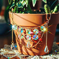 Sun Catcher Plant Hanger with Beads and Glass Crystal Beaded Plant Accessories by Unknown