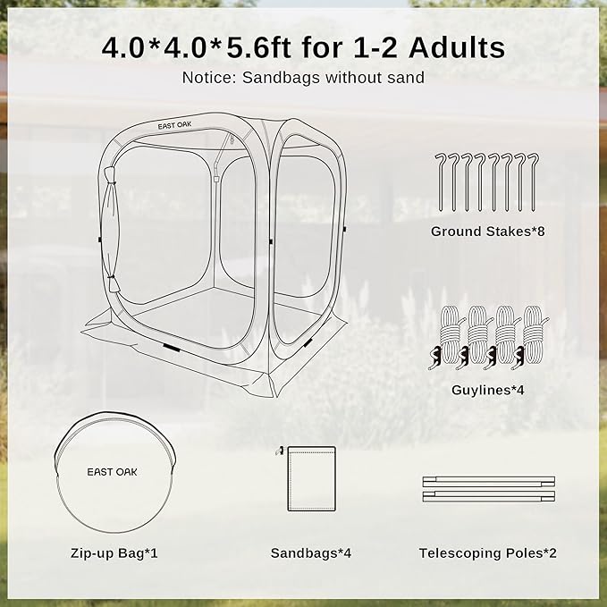 East Oak Screen House Tent Pop-Up, Portable Screen Room Canopy Instant Screen - Image 9