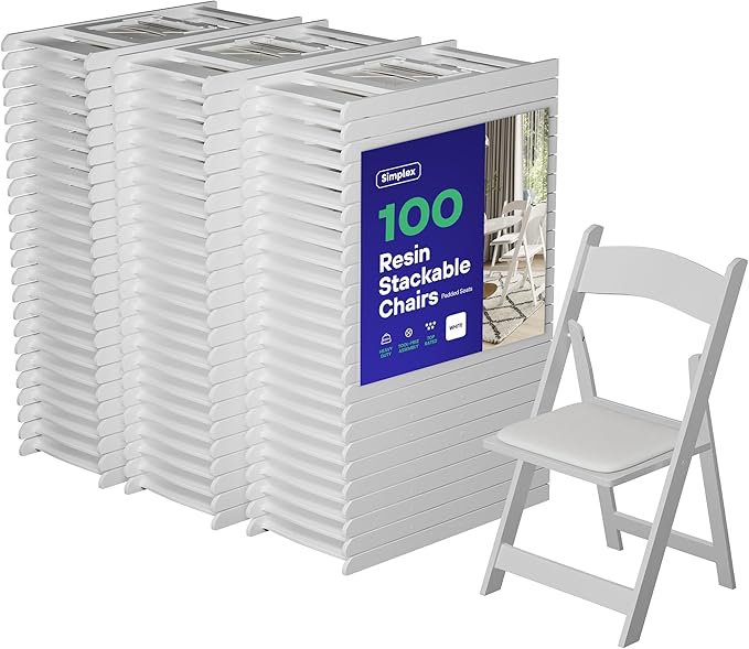 SIMPLEX 100 White Resin Stackable Chairs by Simplex