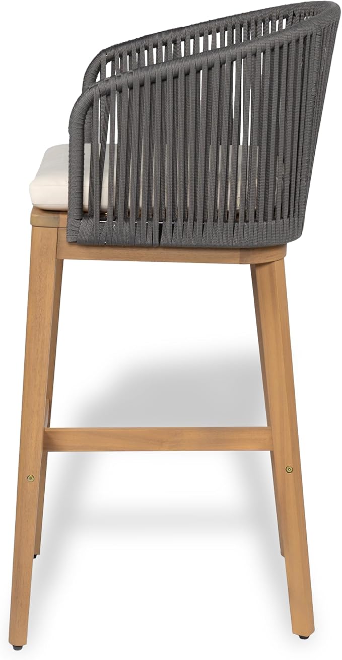 Christopher Knight Home Zax Set of 2 Patio Barstool, Acacia Wood & Rope Outdoor - Image 9