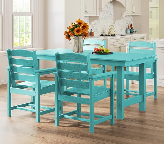 SERWALL Patio Table Set, 5-Piece Outdoor HDPE Furniture - Image 8