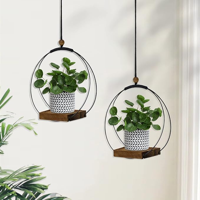 2 Pack Hanging Planter for Indoor Plants, Modern Boho Macrame Hanger, Wall - Image 5